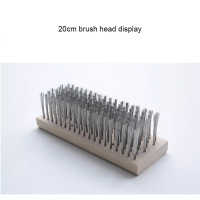 Sikat Pembersih halaman luar Stainless Steel Wire Sweeping Brush Pembersih lantai Sikat dengan pegangan kayu