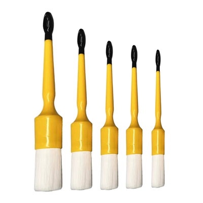Yellow Handle Boar Bristle Car Cleaning Brush Car Detailing Brush 5 Pcs Set