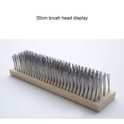 Sikat Pembersih halaman luar Stainless Steel Wire Sweeping Brush Pembersih lantai Sikat dengan pegangan kayu
