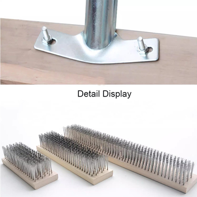 Sikat Pembersih halaman luar Stainless Steel Wire Sweeping Brush Pembersih lantai Sikat dengan pegangan kayu