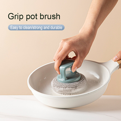 Jual Terbaik Dapur Stainless Steel Bola Pembersih Scrubber Sikat Dengan Genggam