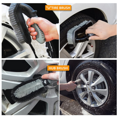 Car Wash Brush 9-Piece Car Tire Brush Hub Brush Dienkripsi Cuci Sarung Tangan