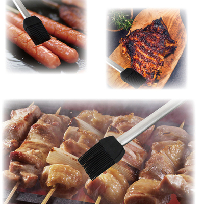 Ketahanan Suhu Tinggi Silikon Barbecur Sikat Genggam Stainless Steel Sikat Minyak Bakar Sikat BBQ Grill Sikat Basting